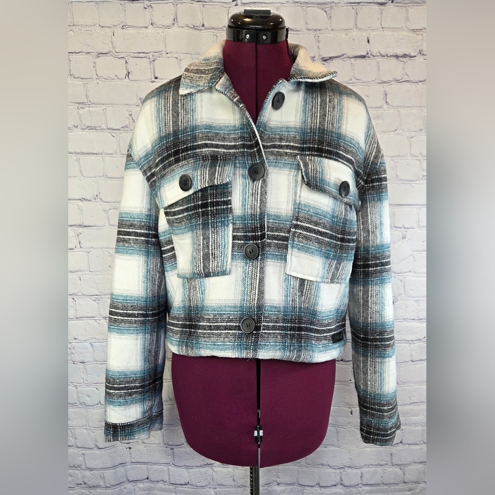 Hurley Blue and Black Plaid Utility Jacket